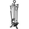imageAMAGABELI GARDEN ampamp HOME 5 Pieces Fireplace Tools Set Indoor Wrought Iron Fire Place Pit Large Poker Wood Stove Log Firewood Tongs Holder with Handles Modern Black Outdoor Accessories KitPewter