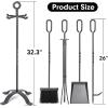 imageAMAGABELI GARDEN ampamp HOME 5 Pieces Fireplace Tools Set Indoor Wrought Iron Fire Place Pit Large Poker Wood Stove Log Firewood Tongs Holder with Handles Modern Black Outdoor Accessories KitPewter