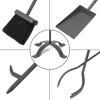 imageAMAGABELI GARDEN ampamp HOME 5 Pieces Fireplace Tools Set Indoor Wrought Iron Fire Place Pit Large Poker Wood Stove Log Firewood Tongs Holder with Handles Modern Black Outdoor Accessories KitPewter