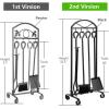 imageAMAGABELI GARDEN ampamp HOME 5 Pieces Fireplace Tools Set Wrought Iron Holder Black Fireset Pit Stand Fire Place Log Tongs Tools Kit Sets with Handles Wood Stove Accessories
