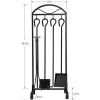 imageAMAGABELI GARDEN ampamp HOME 5 Pieces Fireplace Tools Set Wrought Iron Holder Black Fireset Pit Stand Fire Place Log Tongs Tools Kit Sets with Handles Wood Stove Accessories