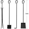 imageAMAGABELI GARDEN ampamp HOME 5 Pieces Fireplace Tools Set Wrought Iron Holder Black Fireset Pit Stand Fire Place Log Tongs Tools Kit Sets with Handles Wood Stove Accessories