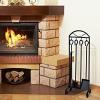 imageAMAGABELI GARDEN ampamp HOME 5 Pieces Fireplace Tools Set Wrought Iron Holder Black Fireset Pit Stand Fire Place Log Tongs Tools Kit Sets with Handles Wood Stove Accessories