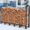 imageAMAGABELI GARDEN ampamp HOME 8ft Firewood Log Rack Outdoor Indoor Log Holder Fireplace Heavy Duty Wood Holder Stacker Patio Pit Storage Steel Tubular Pile Rack Tool Accessories Black6ft