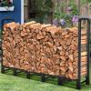 imageAMAGABELI GARDEN ampamp HOME 8ft Firewood Log Rack Outdoor Indoor Log Holder Fireplace Heavy Duty Wood Holder Stacker Patio Pit Storage Steel Tubular Pile Rack Tool Accessories Black6ft
