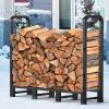 imageAMAGABELI GARDEN ampamp HOME 8ft Firewood Log Rack Outdoor Indoor Log Holder Fireplace Heavy Duty Wood Holder Stacker Patio Pit Storage Steel Tubular Pile Rack Tool Accessories Black4ft