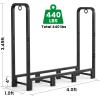 imageAMAGABELI GARDEN ampamp HOME 8ft Firewood Log Rack Outdoor Indoor Log Holder Fireplace Heavy Duty Wood Holder Stacker Patio Pit Storage Steel Tubular Pile Rack Tool Accessories Black4ft