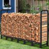 imageAMAGABELI GARDEN ampamp HOME 8ft Firewood Log Rack Outdoor Indoor Log Holder Fireplace Heavy Duty Wood Holder Stacker Patio Pit Storage Steel Tubular Pile Rack Tool Accessories Black8ft