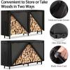 imageAMAGABELI GARDEN ampamp HOME 8ft Firewood Rack Outdoor with Cover Combo Set Indoor Heavy Duty Wood Storage Log Racks Holder Fireplace Stacker Pit for Patio Steel Tubular Wood Pile Black8ft