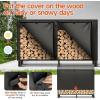imageAMAGABELI GARDEN ampamp HOME 8ft Firewood Rack Outdoor with Cover Combo Set Indoor Heavy Duty Wood Storage Log Racks Holder Fireplace Stacker Pit for Patio Steel Tubular Wood Pile Black6ft