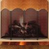 imageAMAGABELI GARDEN ampamp HOME Decorative Gold Fireplace Screen 4 Panel Folding Ornate Wrought Iron Black Metal Fire Place Free Standing Gate Large Mesh Solid Steel Spark Guard Cover Outdoor Accessories