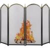 imageAMAGABELI GARDEN ampamp HOME Decorative Gold Fireplace Screen 4 Panel Folding Ornate Wrought Iron Black Metal Fire Place Free Standing Gate Large Mesh Solid Steel Spark Guard Cover Outdoor Accessories