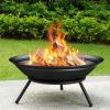 imageAMAGABELI GARDEN ampamp HOME Fire Pit Outdoor Wood Burning Portable Folding 22in Firepit Firebowl Fireplace Poker Spark Screen Retardant Mesh Lid Deep Round Outside Backyard Camping Metal Grate ET286