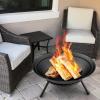 imageAMAGABELI GARDEN ampamp HOME Fire Pit Outdoor Wood Burning Portable Folding 22in Firepit Firebowl Fireplace Poker Spark Screen Retardant Mesh Lid Deep Round Outside Backyard Camping Metal Grate ET286