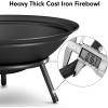 imageAMAGABELI GARDEN ampamp HOME Fire Pit Outdoor Wood Burning Portable Folding 22in Firepit Firebowl Fireplace Poker Spark Screen Retardant Mesh Lid Deep Round Outside Backyard Camping Metal Grate ET286