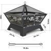 imageAMAGABELI GARDEN ampamp HOME Fire Pit Outdoor for Outside Firepit Bowl Wood Burning 24in Square with Fireplace Fire Poker Spark Screen Mesh Cover for Yard Bonfire Camping Mesh Lid Rustproof Bronze