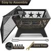 imageAMAGABELI GARDEN ampamp HOME Fire Pit Outdoor for Outside Firepit Bowl Wood Burning 24in Square with Fireplace Fire Poker Spark Screen Mesh Cover for Yard Bonfire Camping Mesh Lid Rustproof Bronze