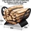 imageAMAGABELI GARDEN ampamp HOME Fireplace Log Holder Firewood Rack Indoor Firewood Basket Wrought Iron Wood Stove Stacking Rack Storage Rack for Firewood Outdoor Logs Bin Storage Container Metal Outdoor Black