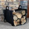 imageAMAGABELI GARDEN ampamp HOME Fireplace Log Holder with Canvas Firewood Rack Indoor Tote Carrier Metal Wood Rack Black Firewood Holders Storage Heavy Duty Logs Stacker Basket with Handles Kindling