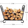 imageAMAGABELI GARDEN ampamp HOME Fireplace Log Holders Firewood Rack Holder Indoor Heavy Duty Foldable Wrought Iron with Leaves Design and Raised Arched Feet Wood Rack for fire wood Black