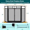 imageAMAGABELI GARDEN ampamp HOME Fireplace Screen with Door and Tools Set 48quot W x 32quot H 3 Panel Folding Large Fire Screen Cover Indoor Decorative Metal Mesh Wrought Iron Spark Guard Black Poker Shovel BroomBlack