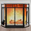 imageAMAGABELI GARDEN ampamp HOME Fireplace Screen with Door and Tools Set 48quot W x 32quot H 3 Panel Folding Large Fire Screen Cover Indoor Decorative Metal Mesh Wrought Iron Spark Guard Black Poker Shovel BroomBlack