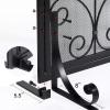 imageAMAGABELI GARDEN ampamp HOME Fireplace Screen with Doors Large Flat Guard Fire Screens Outdoor Metal Furnace Fireguards Mesh Solid Wrought Iron Fire Place Panels Wood Burning Stove Accessories Black