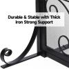 imageAMAGABELI GARDEN ampamp HOME Fireplace Screen with Doors Large Flat Guard Fire Screens Outdoor Metal Furnace Fireguards Mesh Solid Wrought Iron Fire Place Panels Wood Burning Stove Accessories Black