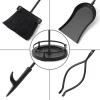 imageAMAGABELI GARDEN ampamp HOME Fireplace Tools Set 5 Pcs Wrought Iron Indoor with Stand for Fire Place Kit Holder Wood Stove Hearth Accessories Chimney Fire Pit Tongs Shovel Brush Poker Fireset Outdoor BrassBlack