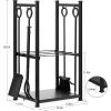 imageAMAGABELI GARDEN ampamp HOME Firewood Rack Indoor with Fireplace Tools Set Log Holder Wood Rack Outdoor Log Rack Storage Tongs Poker Brush Shovel Bin Stacking Black Wrought Iron Accessories Kit