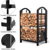 imageAMAGABELI GARDEN ampamp HOME Firewood Rack with Tools 5Piece Indoor Fireplace Wood Holders Log Holder Rack Lumber Storage Stacking Stove Wrought Iron Large Logs Fireplace Tools Set Black