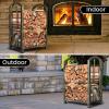 imageAMAGABELI GARDEN ampamp HOME Firewood Rack with Tools 5Piece Indoor Fireplace Wood Holders Outdoor Log Holder Rack Lumber Storage Stacking Stove Wrought Iron Large Logs Fireplace Tools Set BlackBronze
