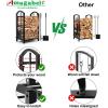 imageAMAGABELI GARDEN ampamp HOME Firewood Rack with Tools 5Piece Indoor Fireplace Wood Holders Outdoor Log Holder Rack Lumber Storage Stacking Stove Wrought Iron Large Logs Fireplace Tools Set Black