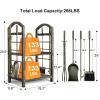 imageAMAGABELI GARDEN ampamp HOME Firewood Rack with Tools 5Piece Indoor Fireplace Wood Holders Outdoor Log Holder Rack Lumber Storage Stacking Stove Wrought Iron Large Logs Fireplace Tools Set BlackBronze
