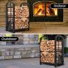 imageAMAGABELI GARDEN ampamp HOME Firewood Rack with Tools 5Piece Indoor Fireplace Wood Holders Outdoor Log Holder Rack Lumber Storage Stacking Stove Wrought Iron Large Logs Fireplace Tools Set BlackBlack