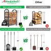 imageAMAGABELI GARDEN ampamp HOME Firewood Rack with Tools 5Piece Indoor Fireplace Wood Holders Outdoor Log Holder Rack Lumber Storage Stacking Stove Wrought Iron Large Logs Fireplace Tools Set BlackAntique silver