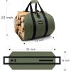 imageAMAGABELI GARDEN ampamp HOME Large Canvas Log Tote Bag Carrier Indoor Fireplace Firewood Holder Woodpile Rack Fire Wood Carriers Carrying For Outdoor Tubular Birchwood Stand By Hearth Stove Tools SetDark Green