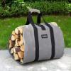 imageAMAGABELI GARDEN ampamp HOME Large Canvas Log Tote Bag Carrier Indoor Fireplace Firewood Holder Woodpile Rack Fire Wood Carriers Carrying For Outdoor Tubular Birchwood Stand By Hearth Stove Tools SetGray