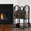 imageAMAGABELI GARDEN ampamp HOME Large Canvas Log Tote Bag Carrier Indoor Fireplace Firewood Holder Woodpile Rack Fire Wood Carriers Carrying For Outdoor Tubular Birchwood Stand By Hearth Stove Tools SetDark Brown
