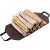 imageAMAGABELI GARDEN ampamp HOME Large Canvas Log Tote Bag Carrier Indoor Fireplace Firewood Holder Woodpile Rack Fire Wood Carriers Carrying For Outdoor Tubular Birchwood Stand By Hearth Stove Tools SetDark Brown