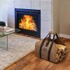 imageAMAGABELI GARDEN ampamp HOME Large Canvas Log Tote Bag Carrier Indoor Fireplace Firewood Holder Woodpile Rack Fire Wood Carriers Carrying For Outdoor Tubular Birchwood Stand By Hearth Stove Tools SetBrown