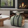 imageAMAGABELI GARDEN ampamp HOME Large Canvas Log Tote Bag Carrier Indoor Fireplace Firewood Holder Woodpile Rack Fire Wood Carriers Carrying For Outdoor Tubular Birchwood Stand By Hearth Stove Tools SetDark Green