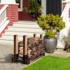 imageAMAGABELI GARDEN ampamp HOME Set of 2pack Firewood Rack Brackets Outdoor Heavy Fireplace Wood Storage Holder Kit Adjustable to Any Length Height Fireplace Lumber Wood Rack Pile Stacker Steel Black4