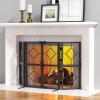 imageAmagabeli 48 x 28 Inch Fireplace Screen with Doors 3 Panel Foldable Wrought Iron Furnace Fireguards Fireplace Cover Free Standing Large Screen for Fireplace Wood Burning Metal Mesh Fire Spark BlackSize 1