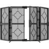 imageAmagabeli 48 x 28 Inch Fireplace Screen with Doors 3 Panel Foldable Wrought Iron Furnace Fireguards Fireplace Cover Free Standing Large Screen for Fireplace Wood Burning Metal Mesh Fire Spark BlackSize 1