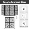 imageAmagabeli 48 x 28 Inch Fireplace Screen with Doors 3 Panel Foldable Wrought Iron Furnace Fireguards Fireplace Cover Free Standing Large Screen for Fireplace Wood Burning Metal Mesh Fire Spark BlackSize 1