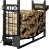 imageAMAGABELI GARDEN ampamp HOME 307in Large Firewood Rack With Fireplace Tools Set Wrought Iron Indoor Outdoor Kindling Log Holder Heavy Duty Wide Wood Storage Log Rack Accessories Shovel Poker Tongs Broom