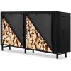 imageAMAGABELI GARDEN ampamp HOME 4ft Firewood Log Rack Cover Outdoor Heavy Duty wood rack cover Waterproof Fire Wood Storage Covers 600D Oxford Fabric Fireplace Logs Holder Cover Black8ft