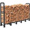 imageAMAGABELI GARDEN ampamp HOME 8ft Firewood Log Rack Outdoor Indoor Log Holder Fireplace Heavy Duty Wood Holder Stacker Patio Pit Storage Steel Tubular Pile Rack Tool Accessories Black6ft