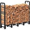 imageAMAGABELI GARDEN ampamp HOME 8ft Firewood Log Rack Outdoor Indoor Log Holder Fireplace Heavy Duty Wood Holder Stacker Patio Pit Storage Steel Tubular Pile Rack Tool Accessories Black5ft